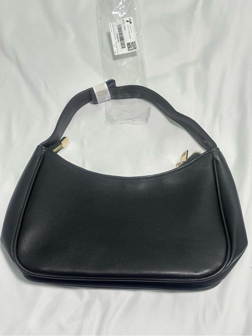 Black Leather Shoulder Bag - Classic Women's Handbag